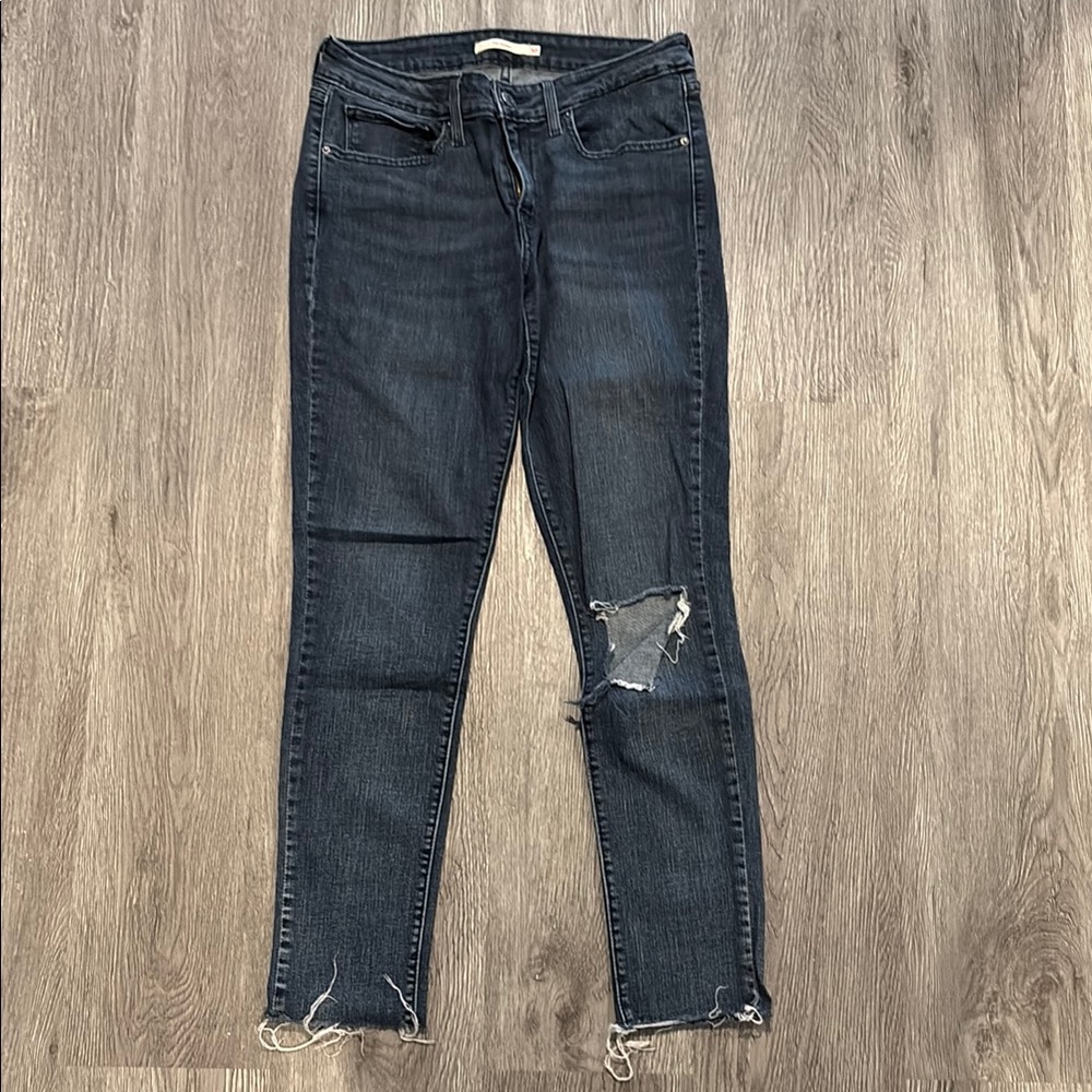 Levi 711 Skinny Women's Distressed Blue Jeans